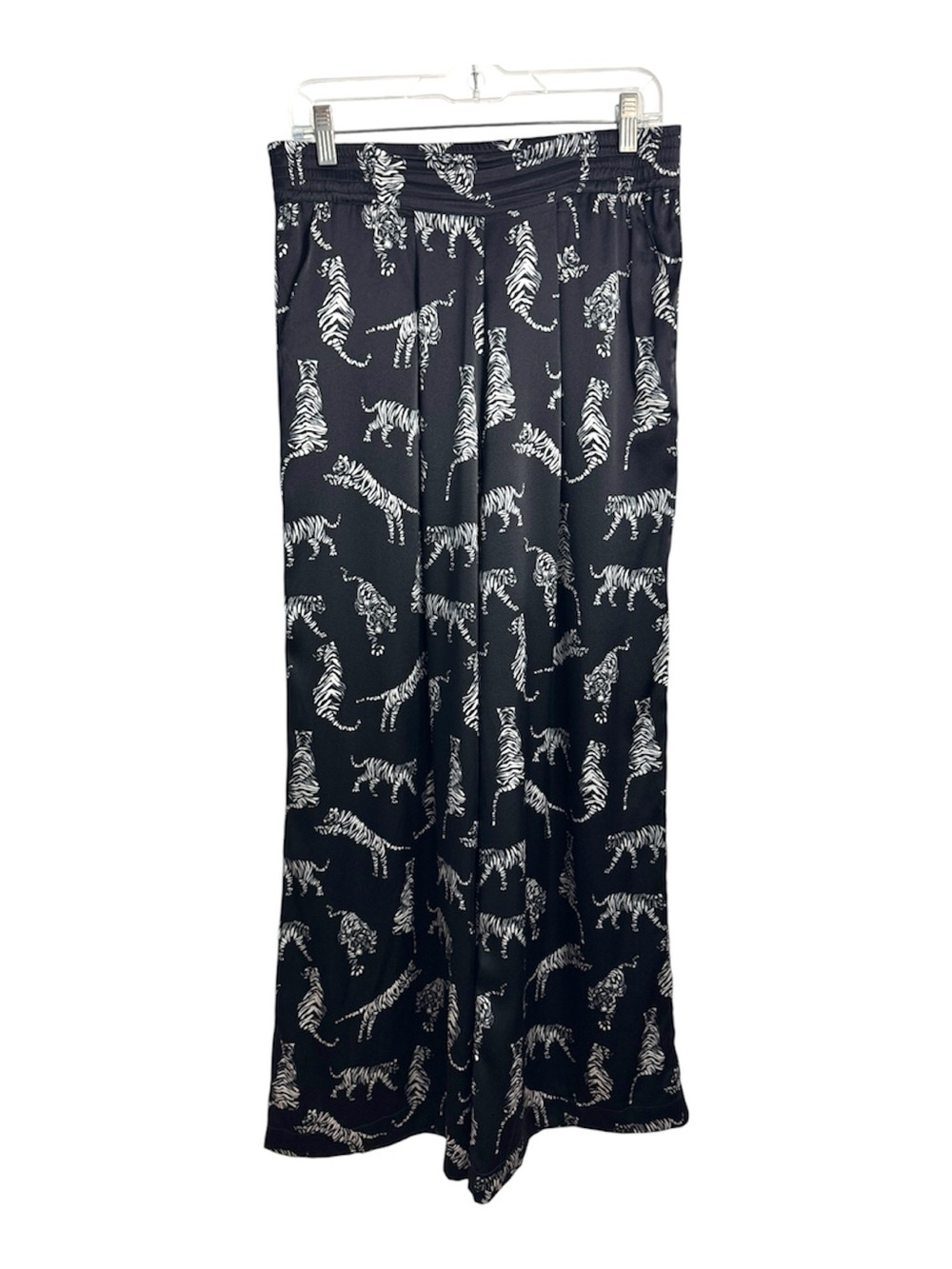 We Are Leone Tiger‎ Print Black Silk Pants
